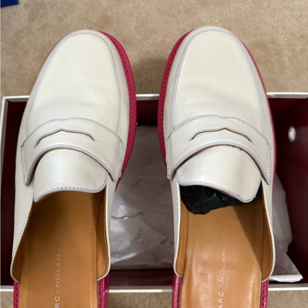 Marc Nolan White and Pink Men's Loafers